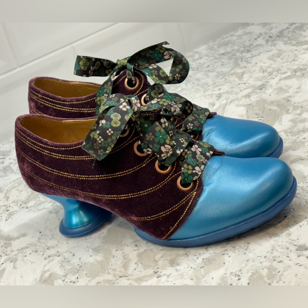 New Burgundy and Teal Fluevog Lace-up Heels!